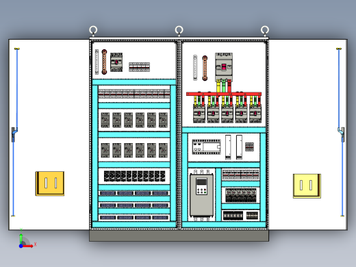 双柜组装112路交流接触器plc控制柜前视缩略图