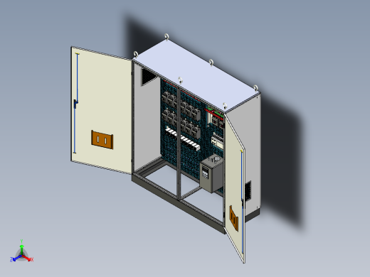 双柜组装112路交流接触器plc控制柜正等轴测缩略图