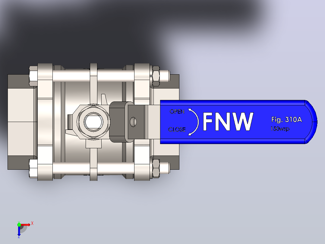 FNW-FNW310ASWK三片式内螺纹球阀俯视图