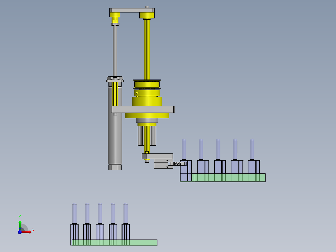 使用了滚珠花键的升降旋转机构前视图