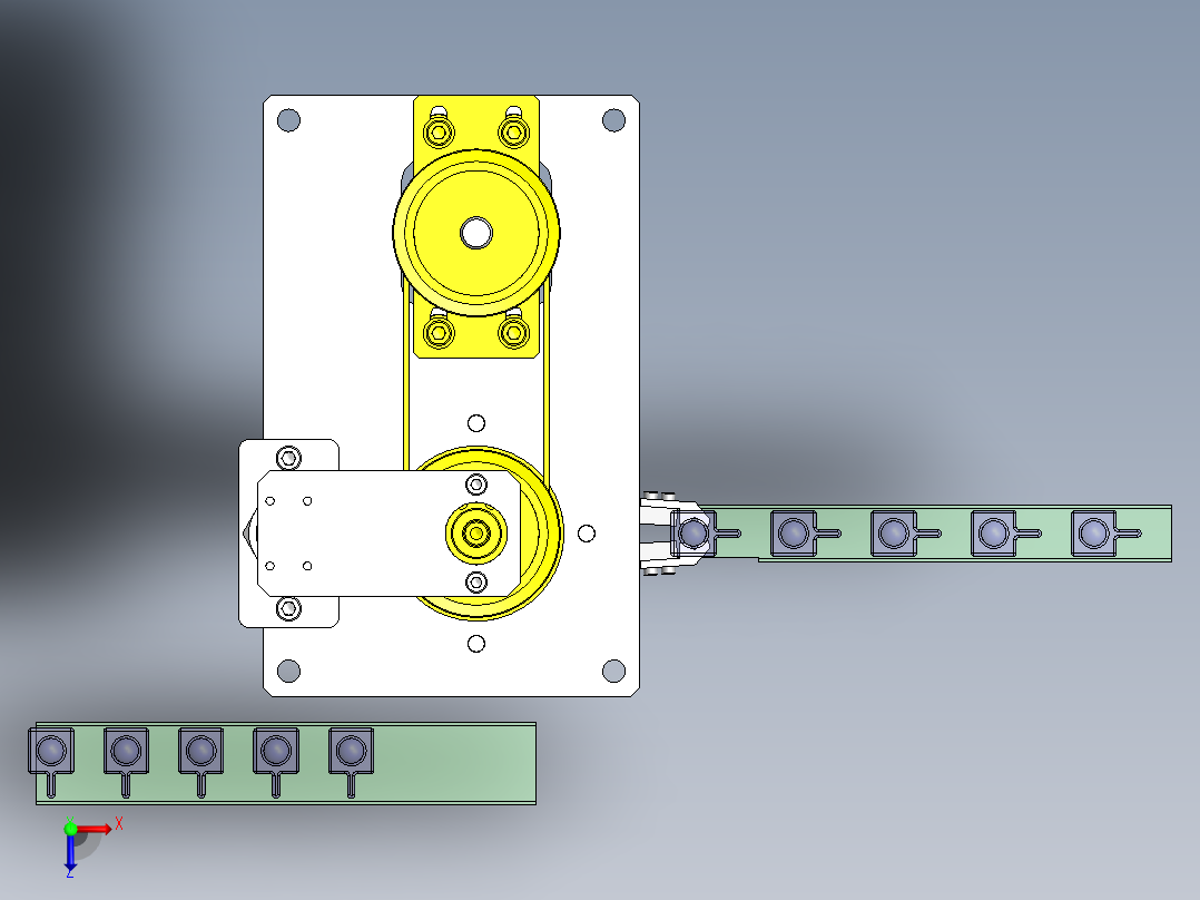 使用了滚珠花键的升降旋转机构俯视图