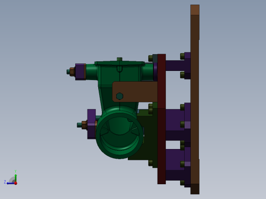 液压夹具Solidworks设计附STP格式右视缩略图
