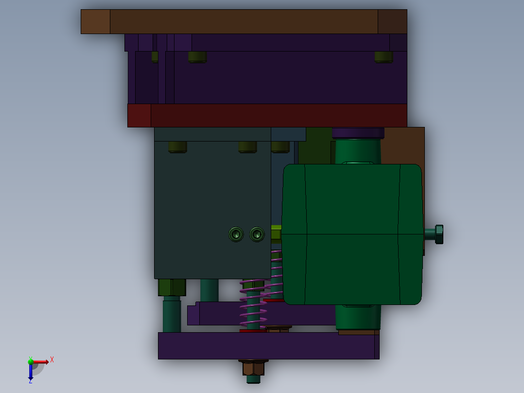 液压夹具Solidworks设计附STP格式俯视图