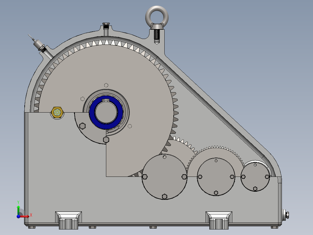 梯形直齿轮多级减速箱图纸前视图