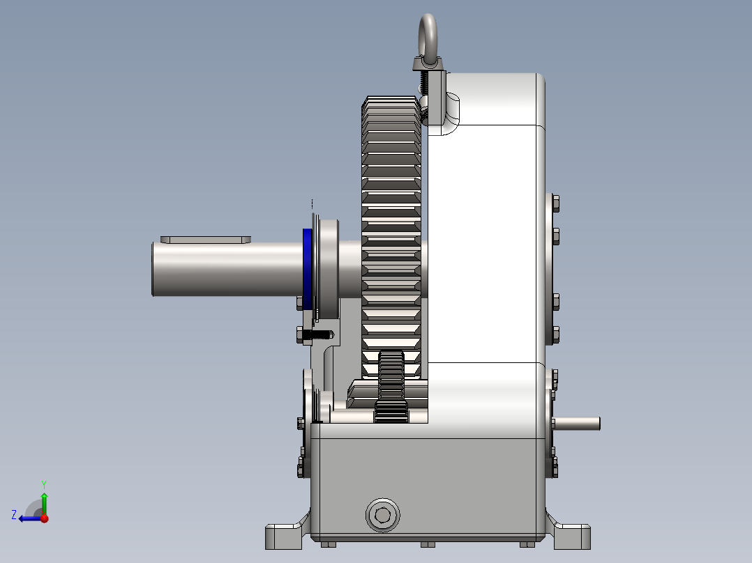 梯形直齿轮多级减速箱图纸右视图