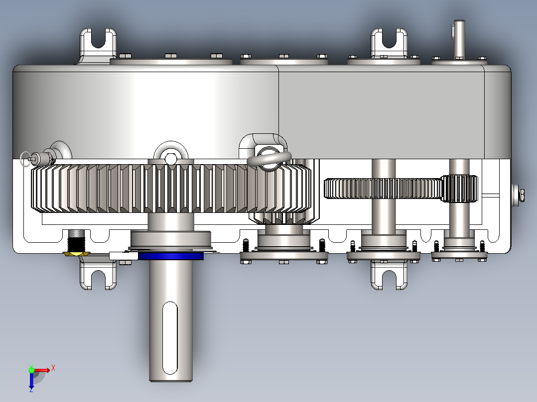梯形直齿轮多级减速箱图纸俯视图