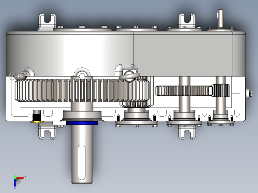 梯形直齿轮多级减速箱图纸俯视缩略图