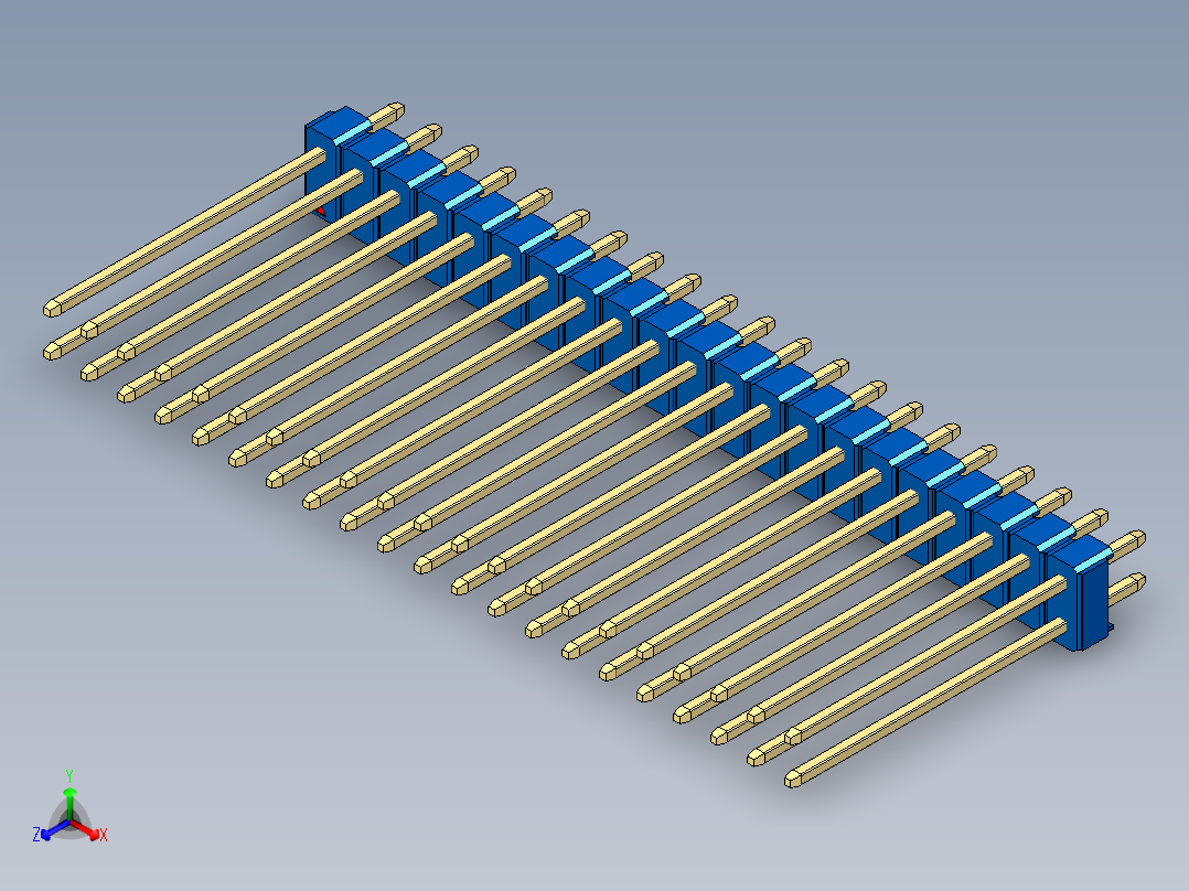 彩色公头100mil（2.54mm）系列-DS1021_blue_2x21p_100mil_Type19_rev1.0主视图