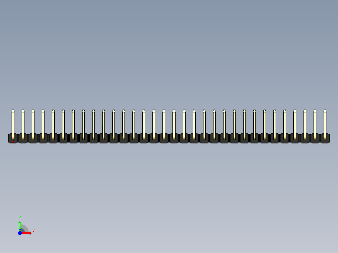 彩色公排针 100mil 2.54mm 系列-DS1022_black_32p_100mil_TypeU_rev1.0前视图