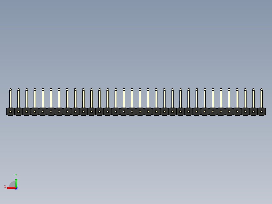 彩色公排针 100mil 2.54mm 系列-DS1022_black_32p_100mil_TypeU_rev1.0后视图