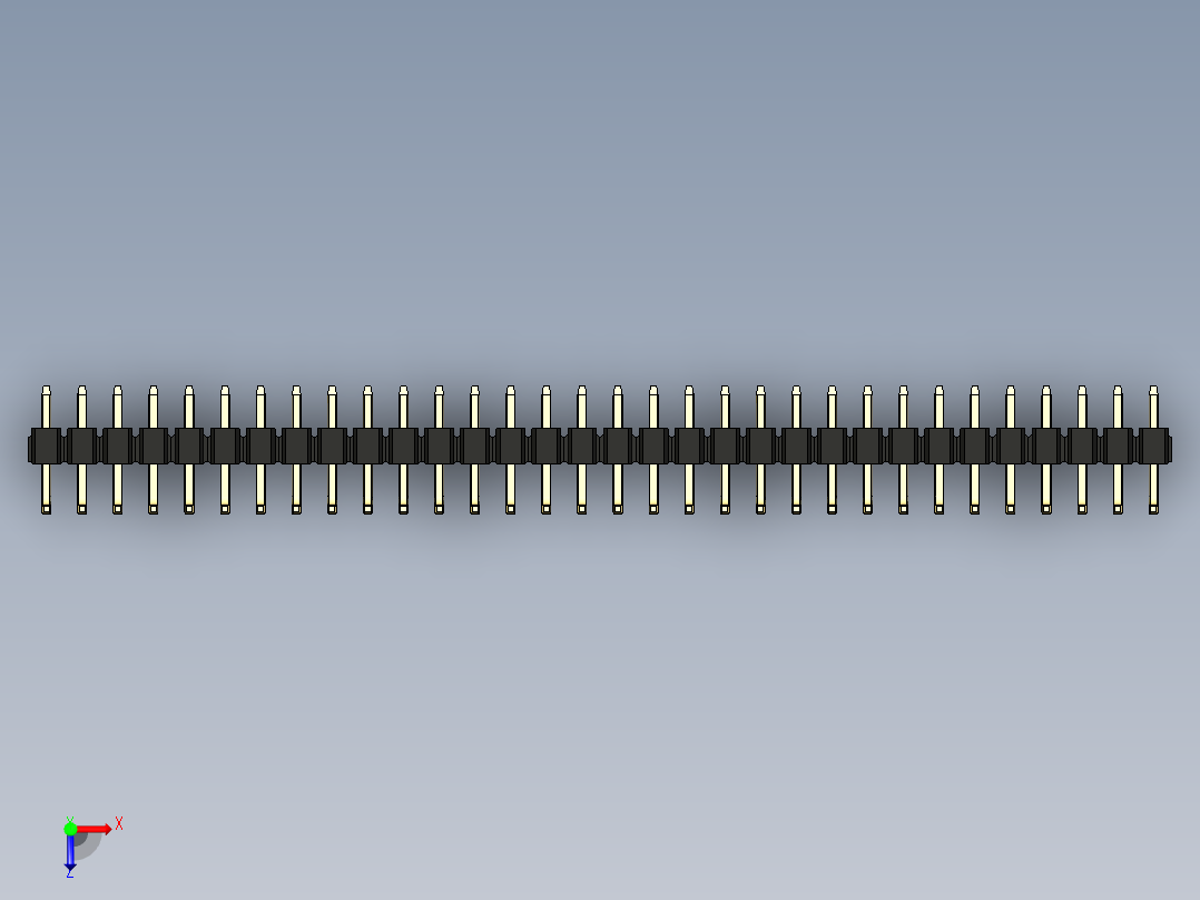 彩色公排针 100mil 2.54mm 系列-DS1022_black_32p_100mil_TypeU_rev1.0俯视图