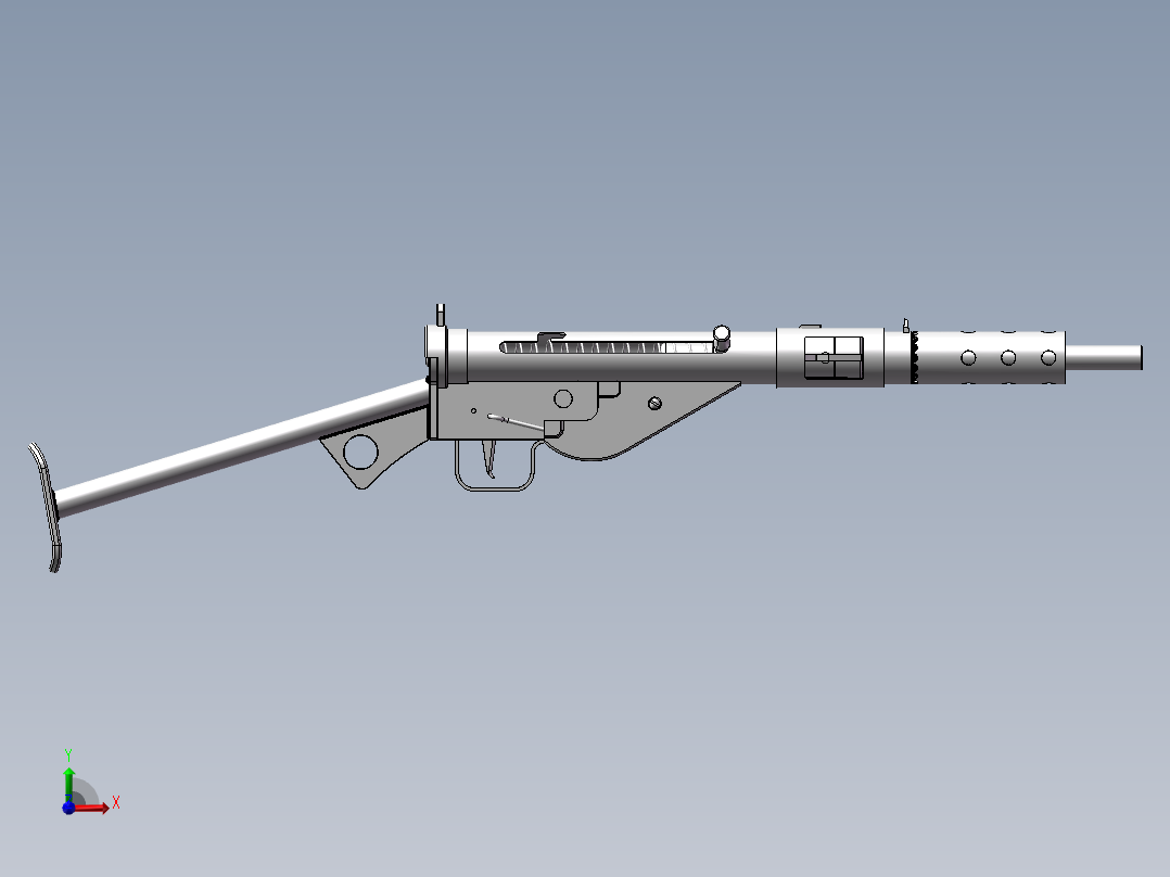 Sten Mk 2 英式冲锋前视图