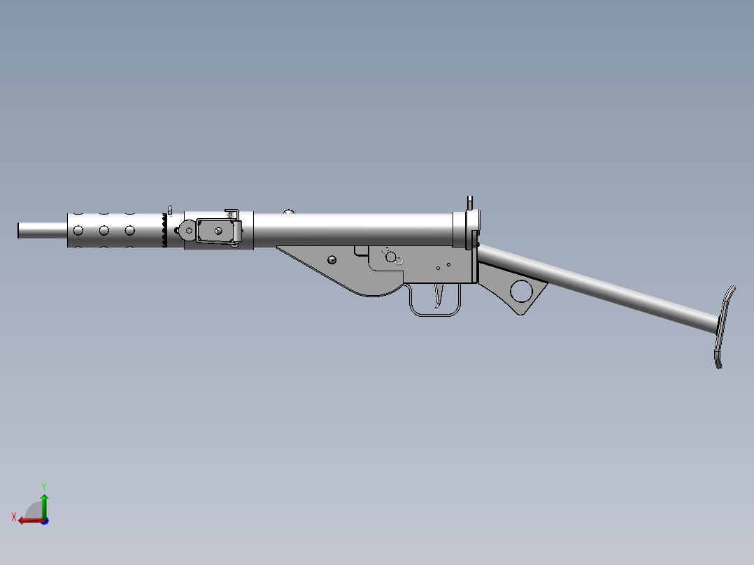 Sten Mk 2 英式冲锋后视图