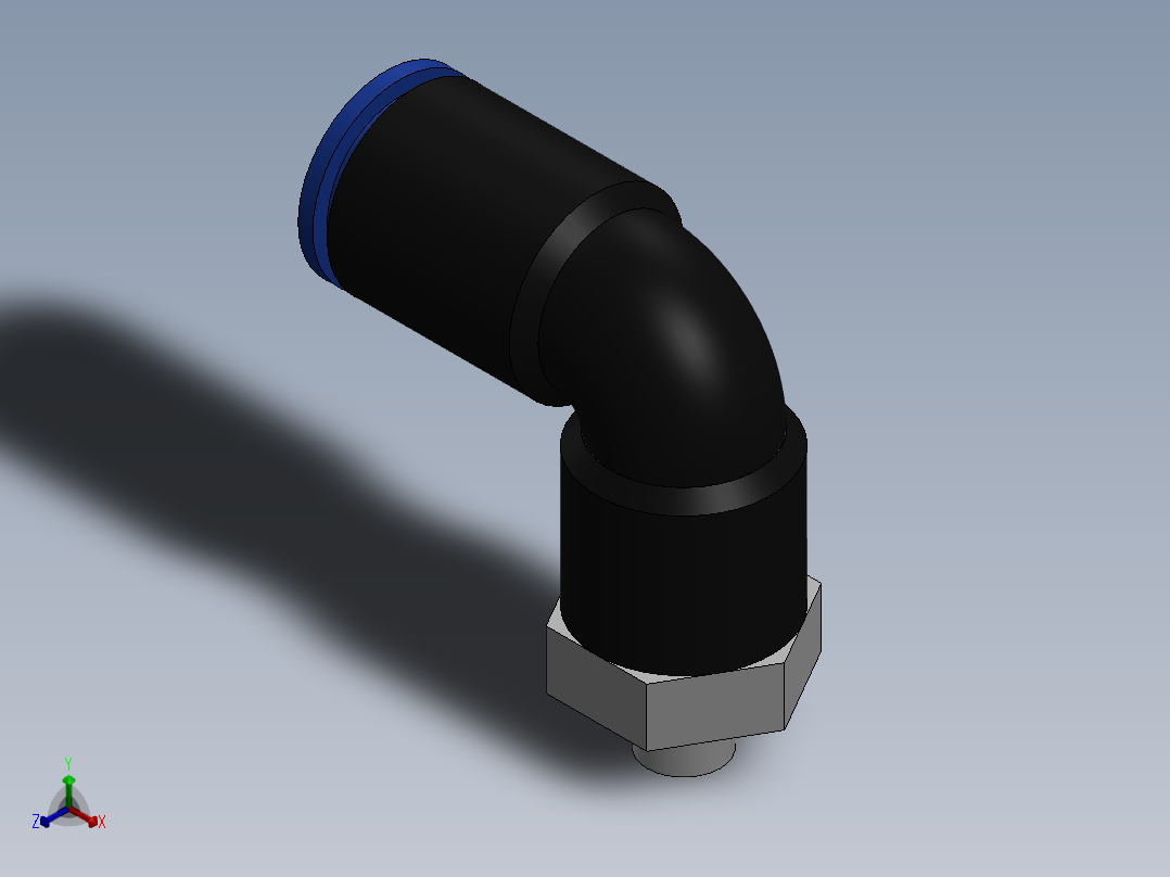 Ø6 x M5 COTOVELO 90° MACHO GIRAT. (C02470605)正等轴测图