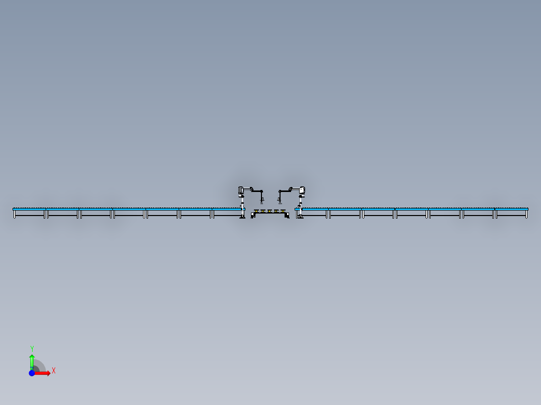 轨道运输车与机械臂组合运输模拟前视图