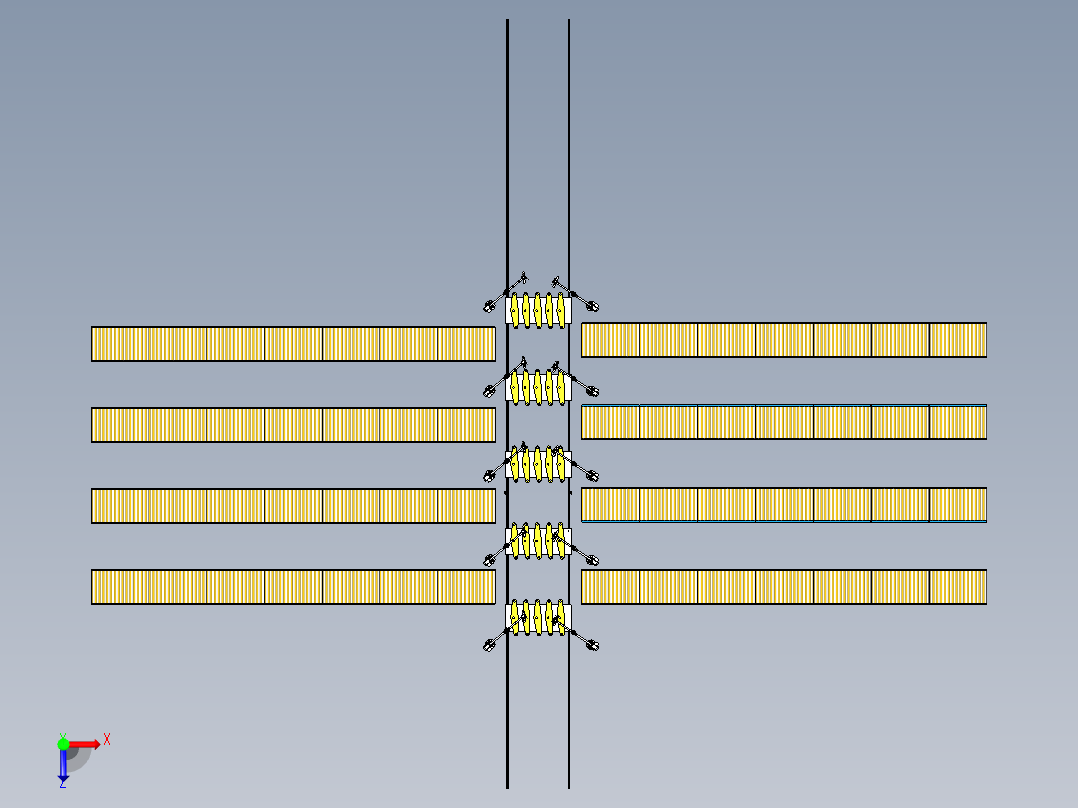 轨道运输车与机械臂组合运输模拟俯视图