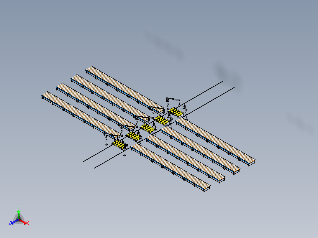 轨道运输车与机械臂组合运输模拟正等轴测图