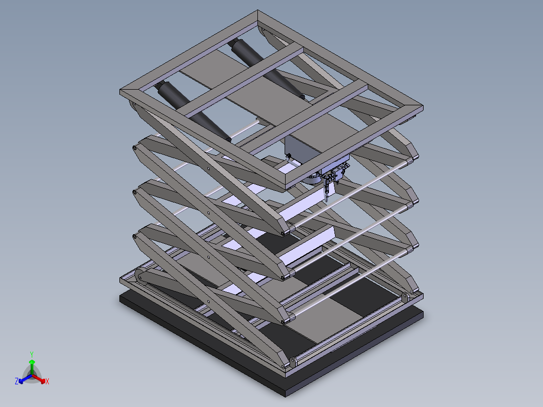 剪切式升降机正等轴测图