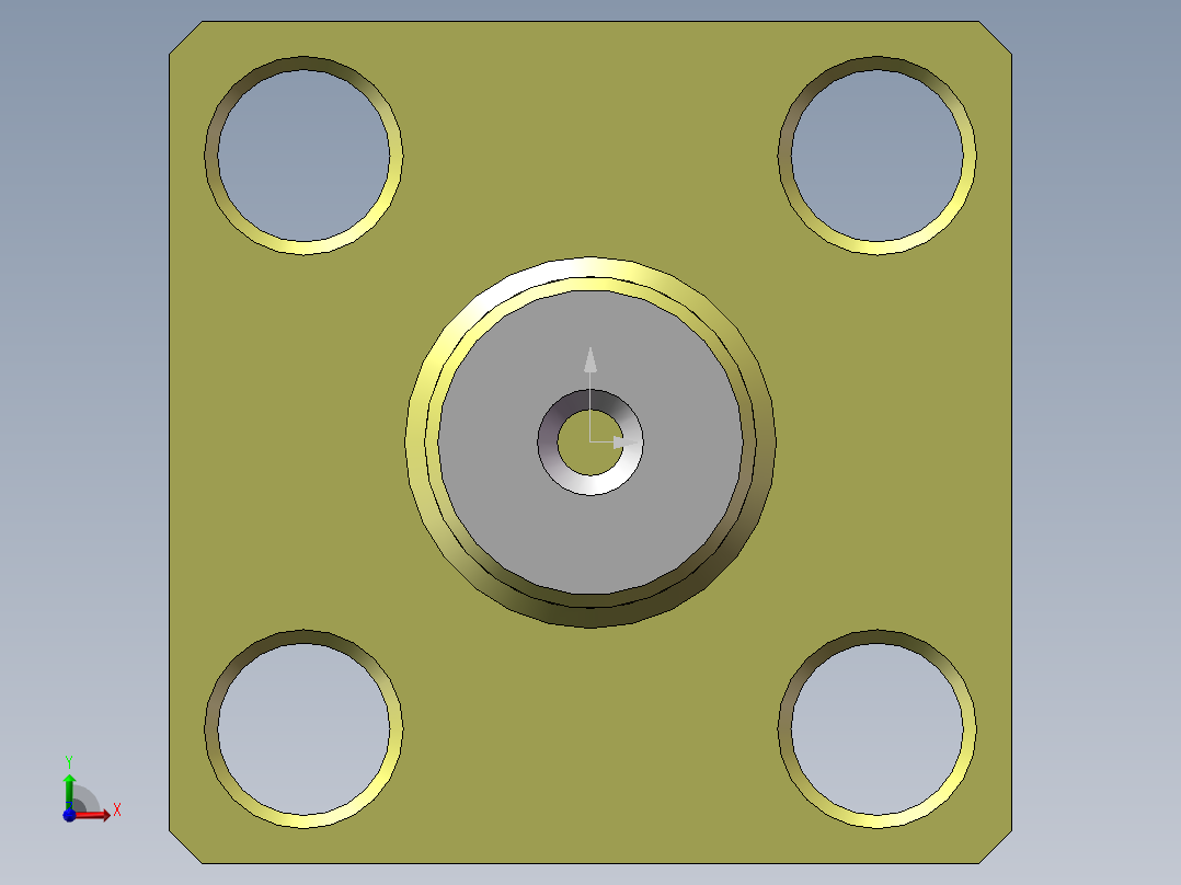 射频转接头_SMA-SMA-KKF_双通头_SMA母转母_带方板_法兰盘前视图