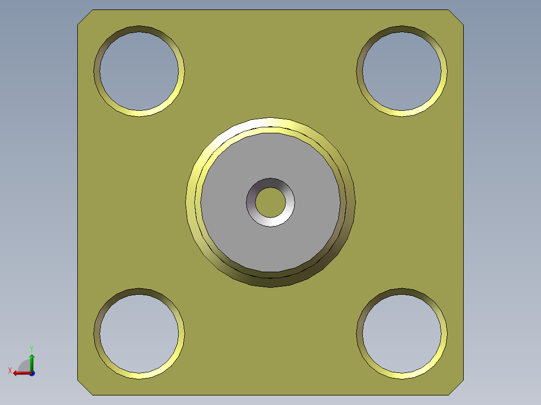 射频转接头_SMA-SMA-KKF_双通头_SMA母转母_带方板_法兰盘后视图