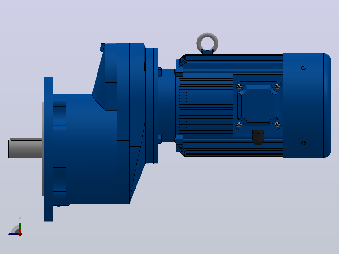 RXF67法兰轴伸式安装斜齿轮减速机RX67-Y0.25-4P-71-M1-0°-Φ200右视图