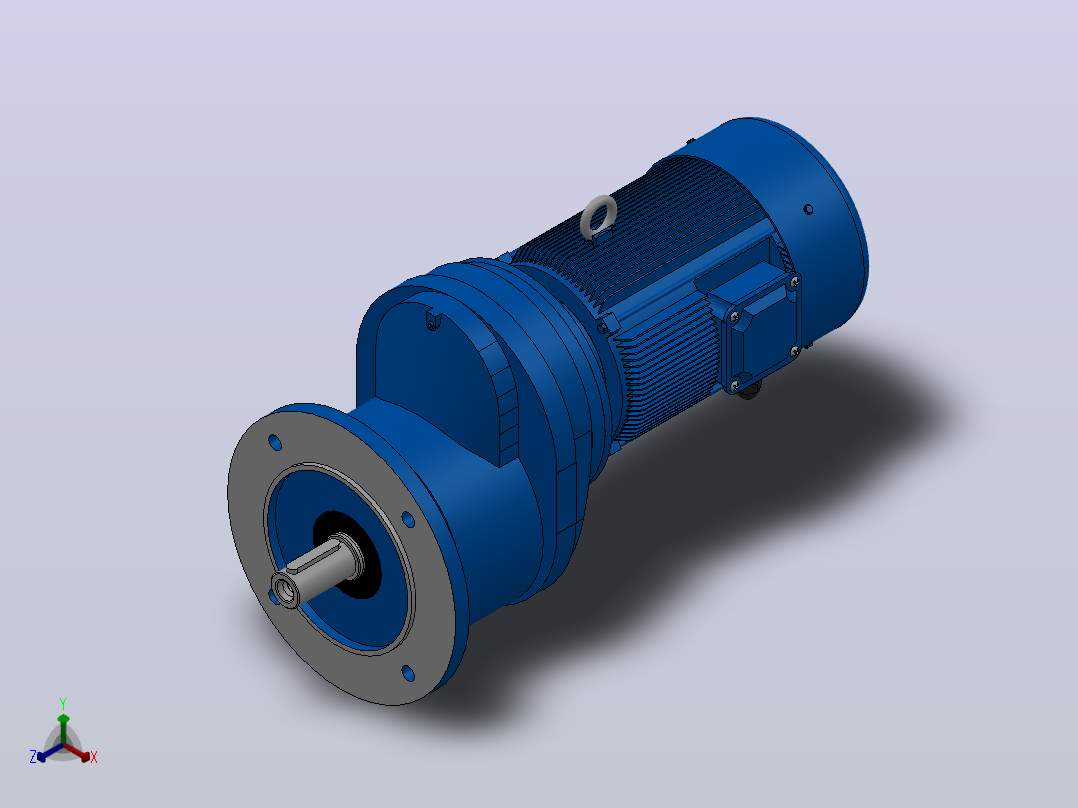 RXF67法兰轴伸式安装斜齿轮减速机RX67-Y0.25-4P-71-M1-0°-Φ200正等轴测图