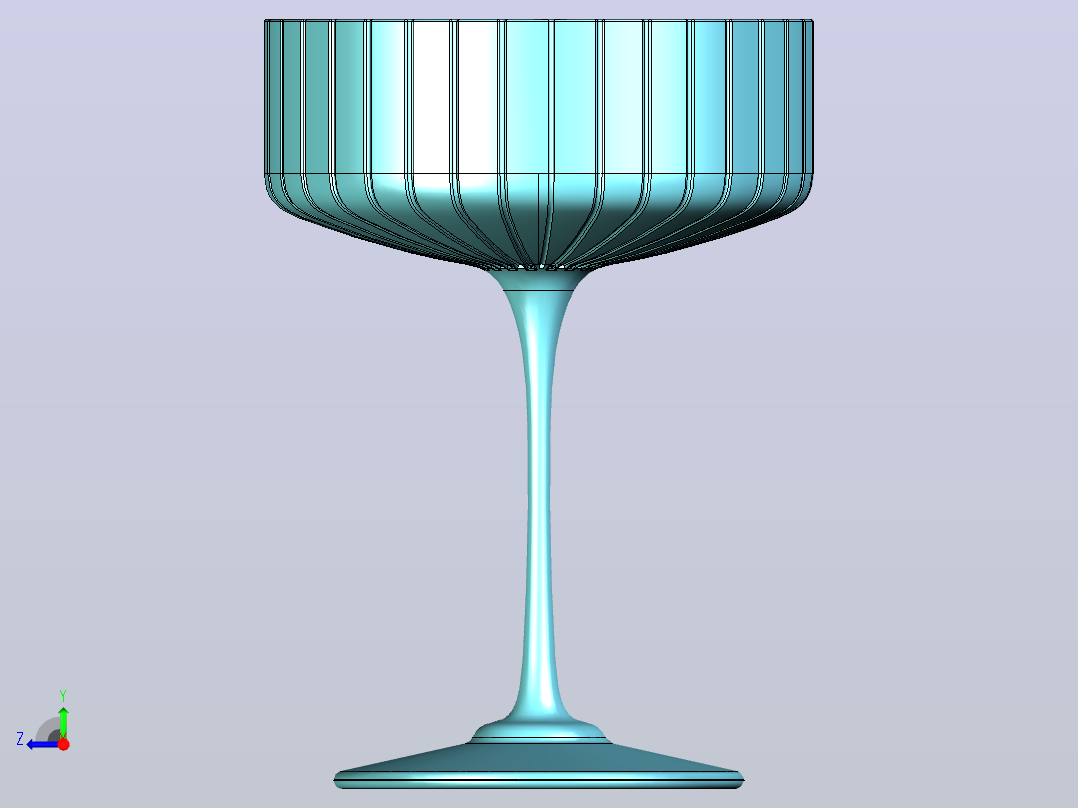 脊形跑车香槟酒杯右视图