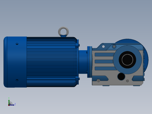 KAF37轴输入的螺旋锥齿轮减速机KAF37-Y1.5-4P-10.49-M1-0°-A左视缩略图