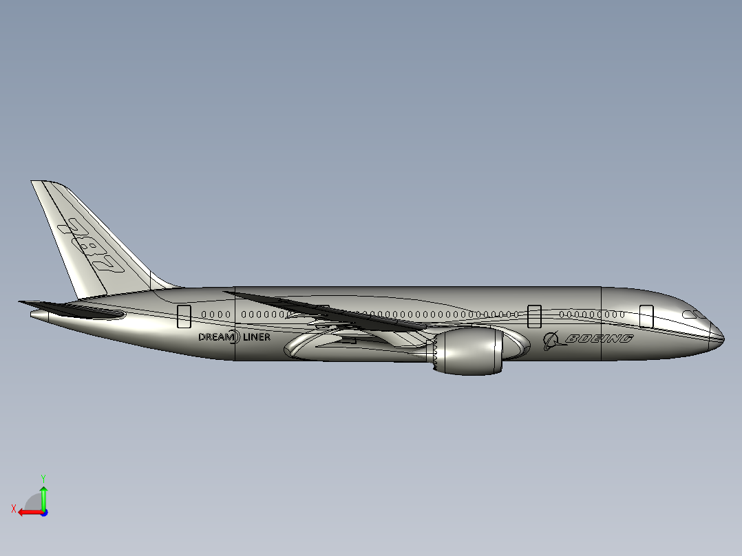 71-波音787全尺寸模型 sw step俯视图