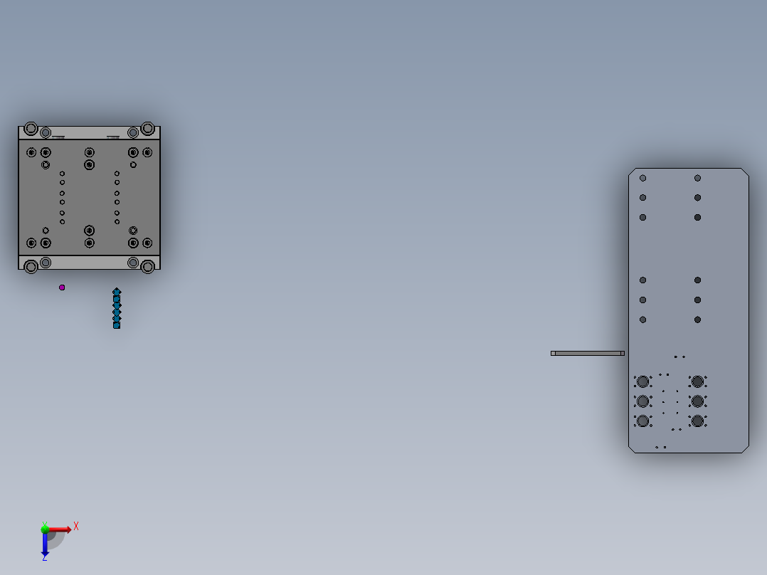 电子元件自动整形机（sw16可编辑+工程图）俯视图