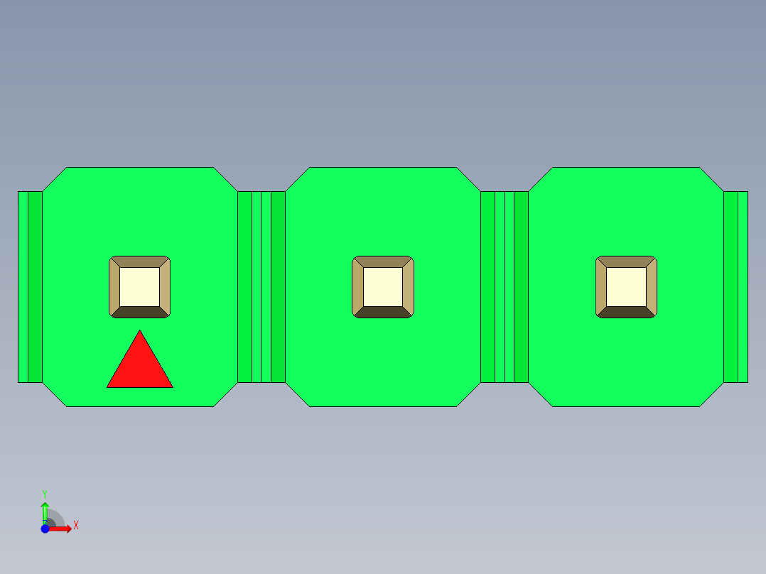 彩色公头100mil（2.54mm）系列-DS1021_green_1x03p_100mil_Type5_rev1.0前视图