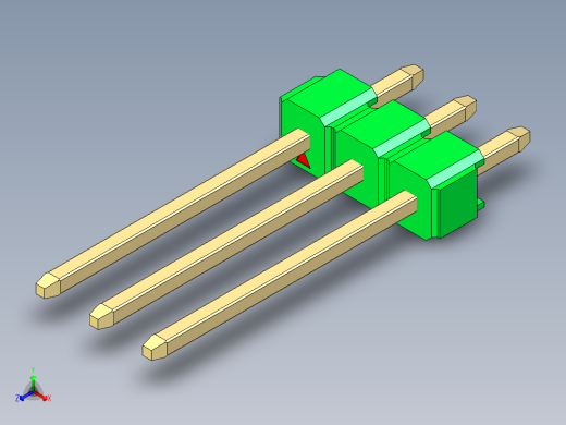彩色公头100mil（2.54mm）系列-DS1021_green_1x03p_100mil_Type5_rev1.0正等轴测缩略图