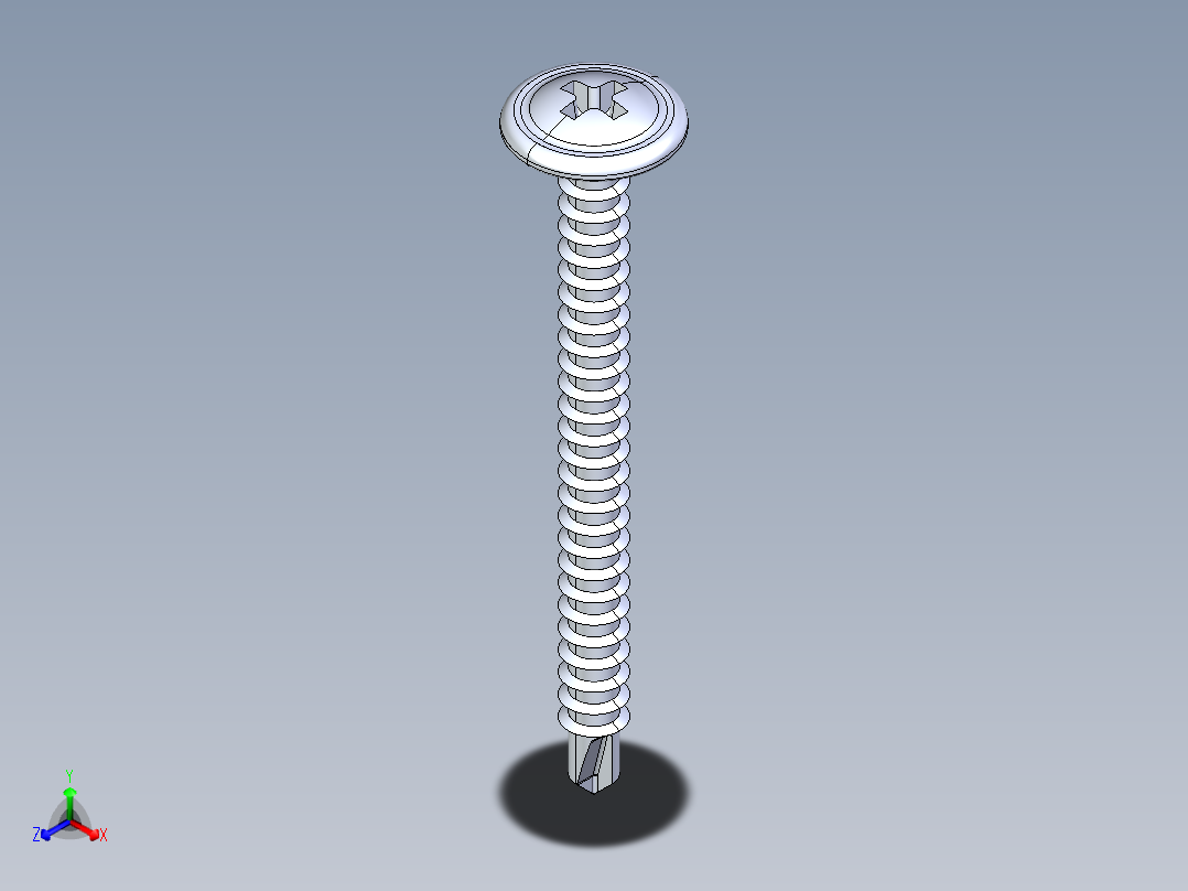 紧固件-IGES Drill-Tip Saucer Screw-02正等轴测图
