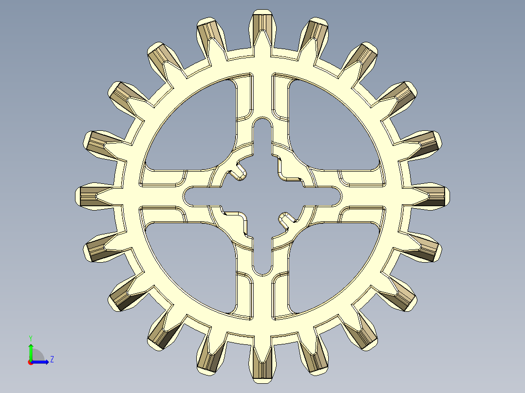 32269 Tan Technic Gear 20 Tooth Double Bevel.STEP左视图