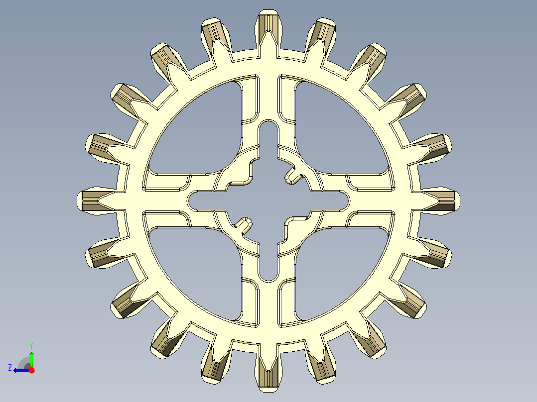 32269 Tan Technic Gear 20 Tooth Double Bevel.STEP右视图