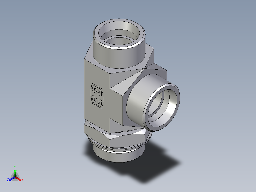 卡套式工业通用硬管接头EO_Adjustable_locknut_run_tee_LEE30SROMDCF主视图