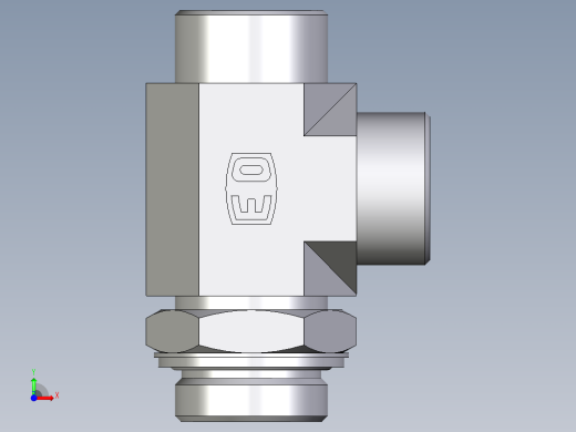卡套式工业通用硬管接头EO_Adjustable_locknut_run_tee_LEE30SROMDCF前视缩略图