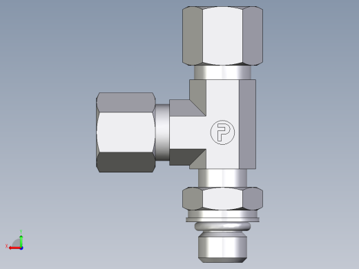 卡套式工业通用硬管接头EO_Adjustable_locknut_run_tee_LEE08ZLMORCF后视缩略图