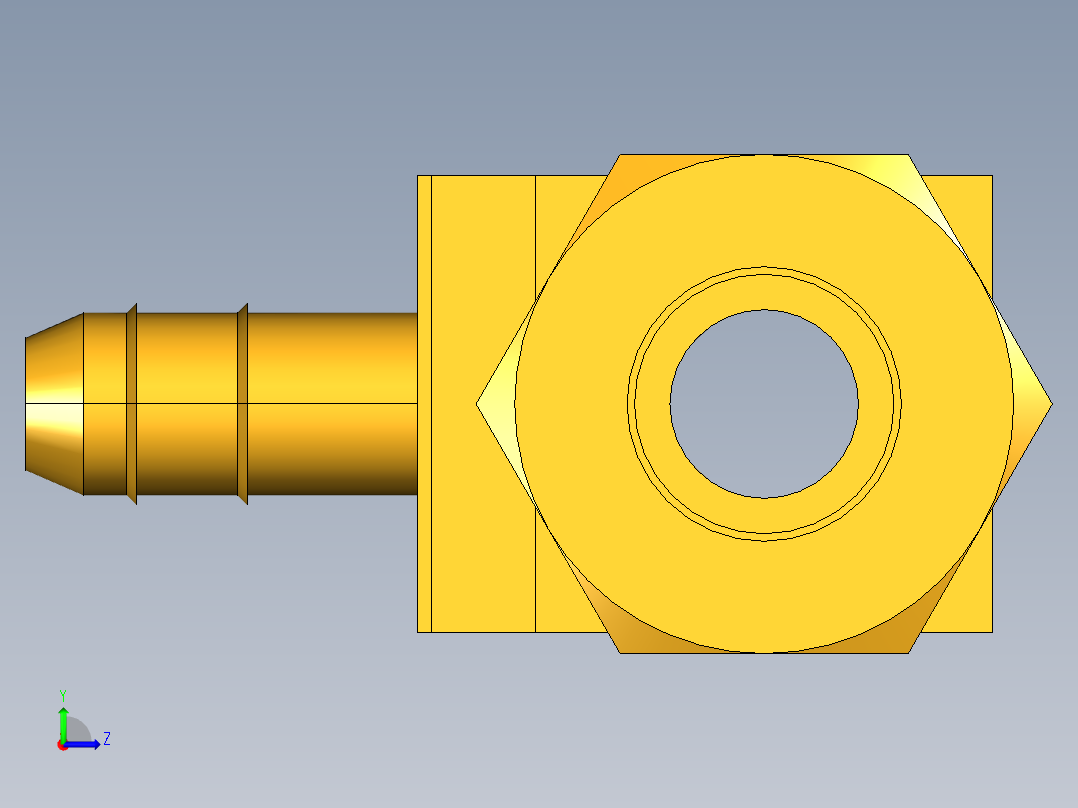 工业通用螺蚊管倒齿式工业硬管接头Tee233-4-4-4左视图