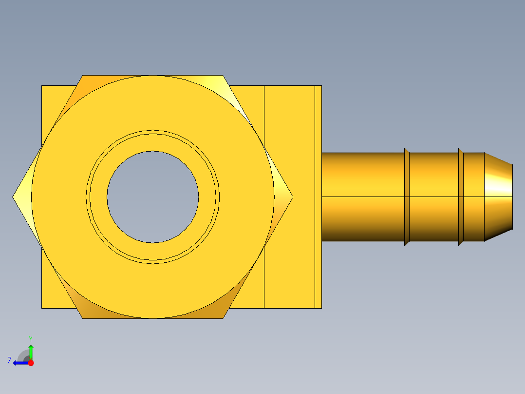 工业通用螺蚊管倒齿式工业硬管接头Tee233-4-4-4右视图