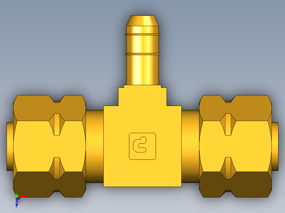 工业通用螺蚊管倒齿式工业硬管接头Tee233-4-4-4俯视图