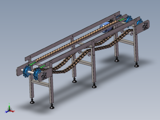 双排链条传送带3D图纸 非标自动化设备3D图纸3D模型