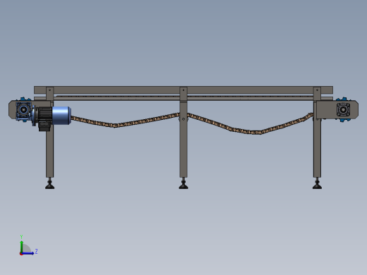 双排链条传送带3D图纸 非标自动化设备3D图纸3D模型左视缩略图