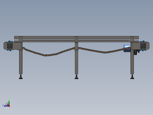 双排链条传送带3D图纸 非标自动化设备3D图纸3D模型右视缩略图