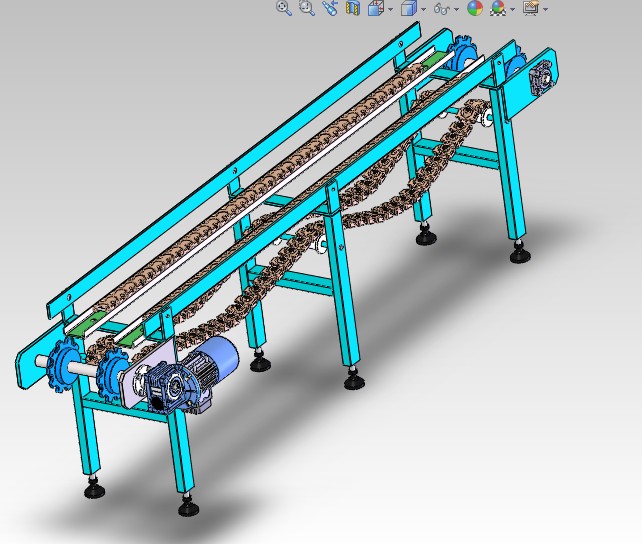 双排链条传送带3D图纸 非标自动化设备3D图纸3D模型
