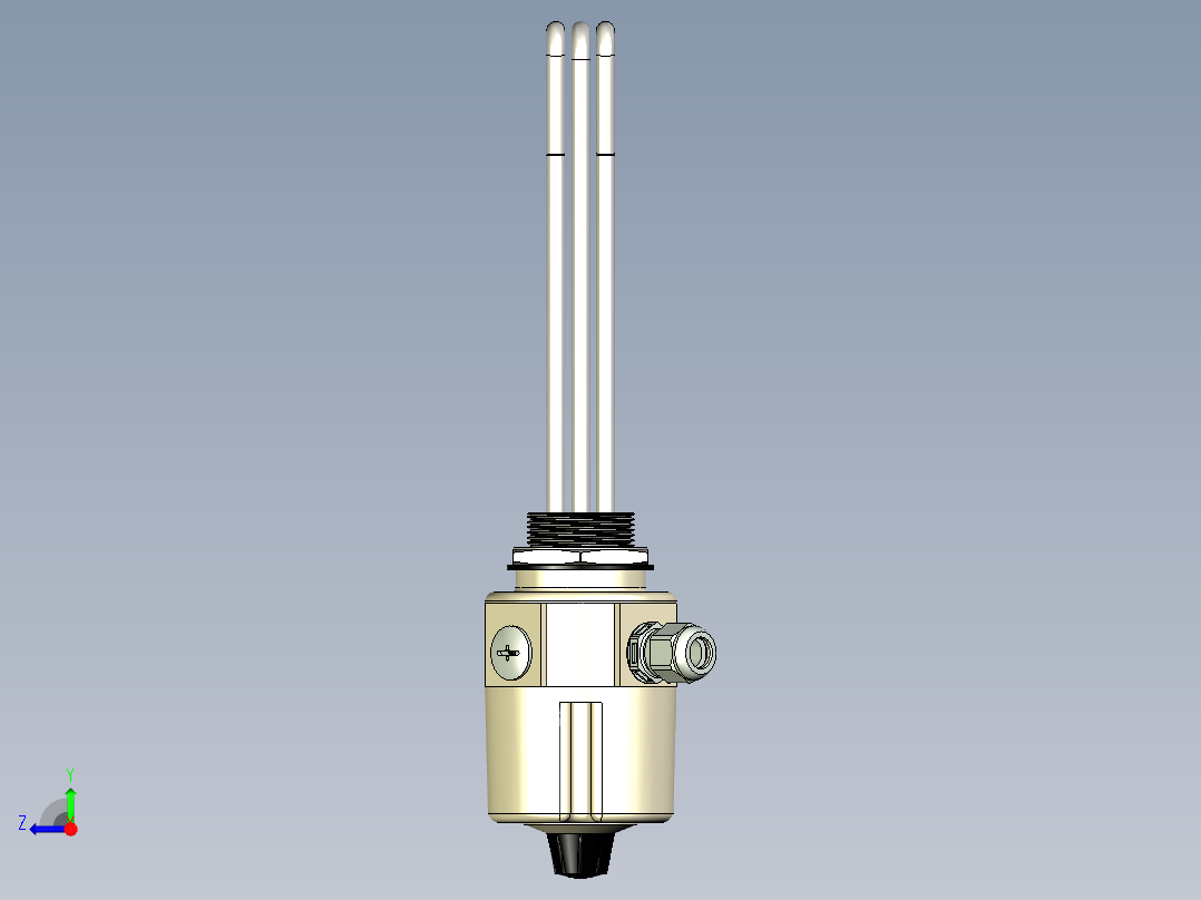 1 1-2英寸BSPP螺旋塞加热器，带控制恒温器右视图