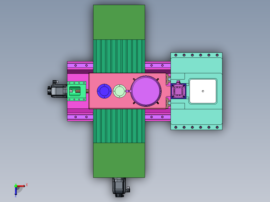 立式数控铣床Z轴传动系统及立柱设计俯视图