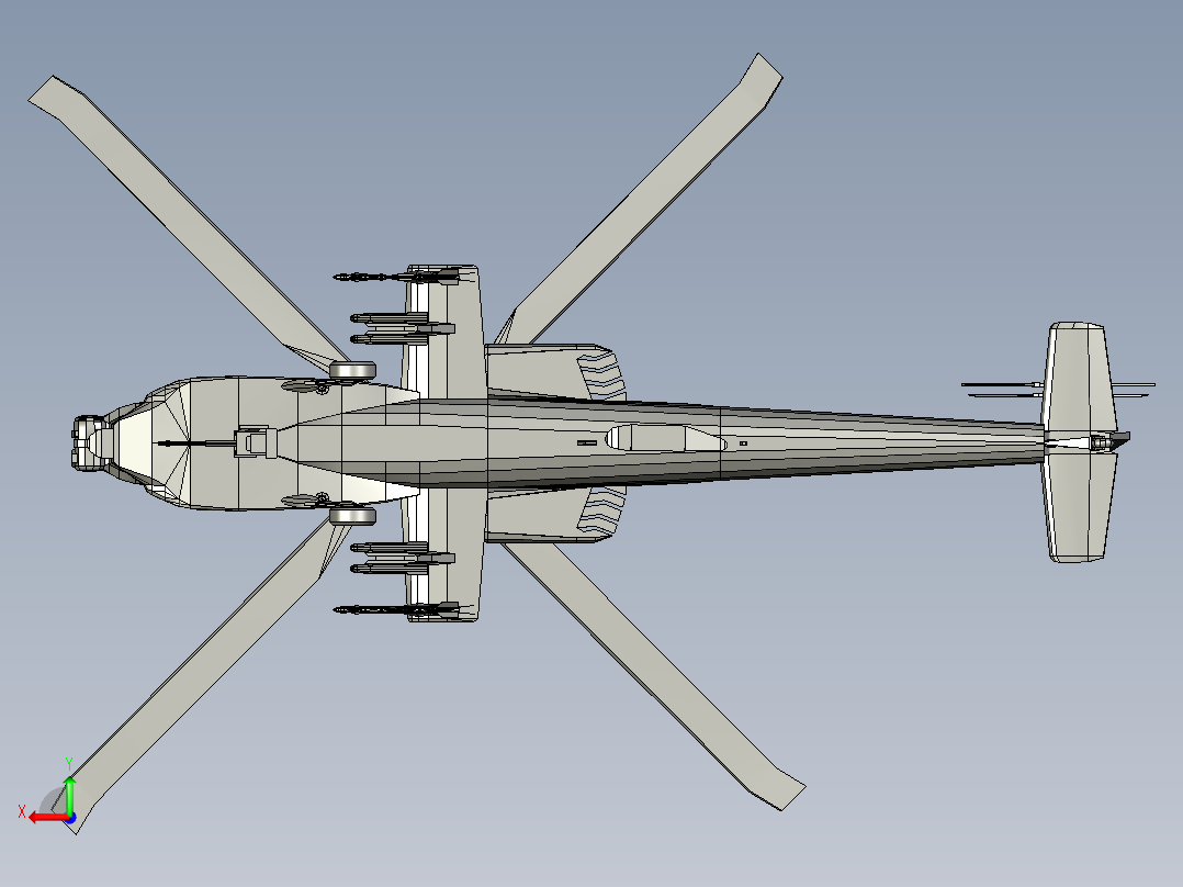 军用直升机后视图