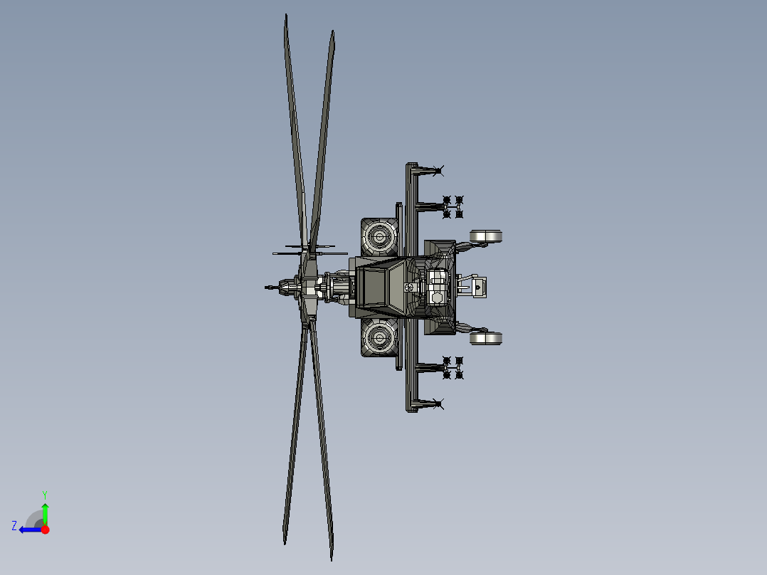 军用直升机右视图