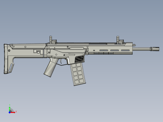 手枪左轮冲锋枪老式狙击步枪设计3D图纸magpul-masada STP前视缩略图